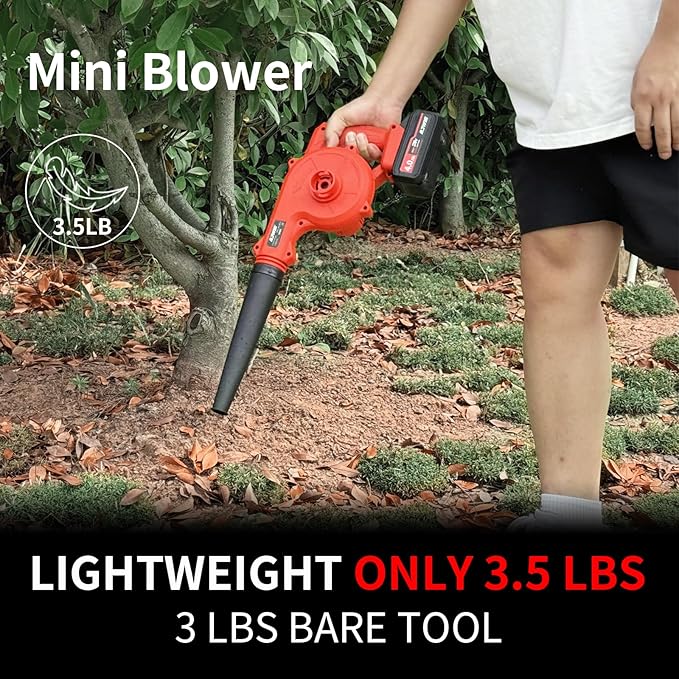 NAWIN Mini Electric Blower Kit,Leaf Blower with Battery & Charger,20V Handheld Lightweight Mini Blower for Lawn, Compact Electric Leaf Blower,Car Drying Blower Leaf Vacuum Cordless with Bag&Snowblower