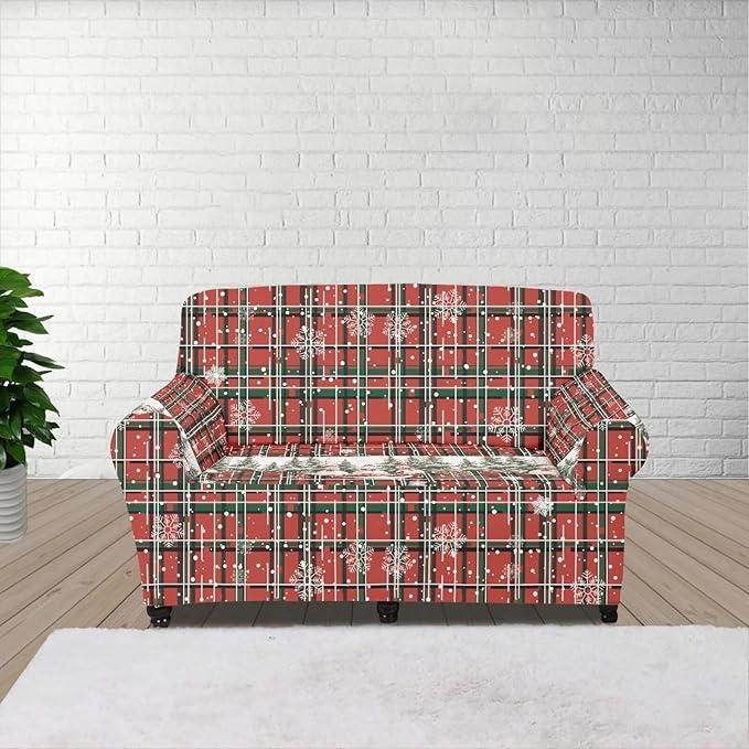 FKELYI Christmas Decorations Sofa Couch Cover Comfortable Furniture Protector Easy Going Stretch Sofa Slipcover with Elastic Bottom M