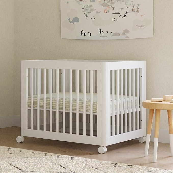 Babyletto Yuzu Convertible All-Stages Bassinet, Midi, Full-Size Crib in White, Greenguard Gold Certified, Portable & Adjustable with Conversion Kits and Pads Included