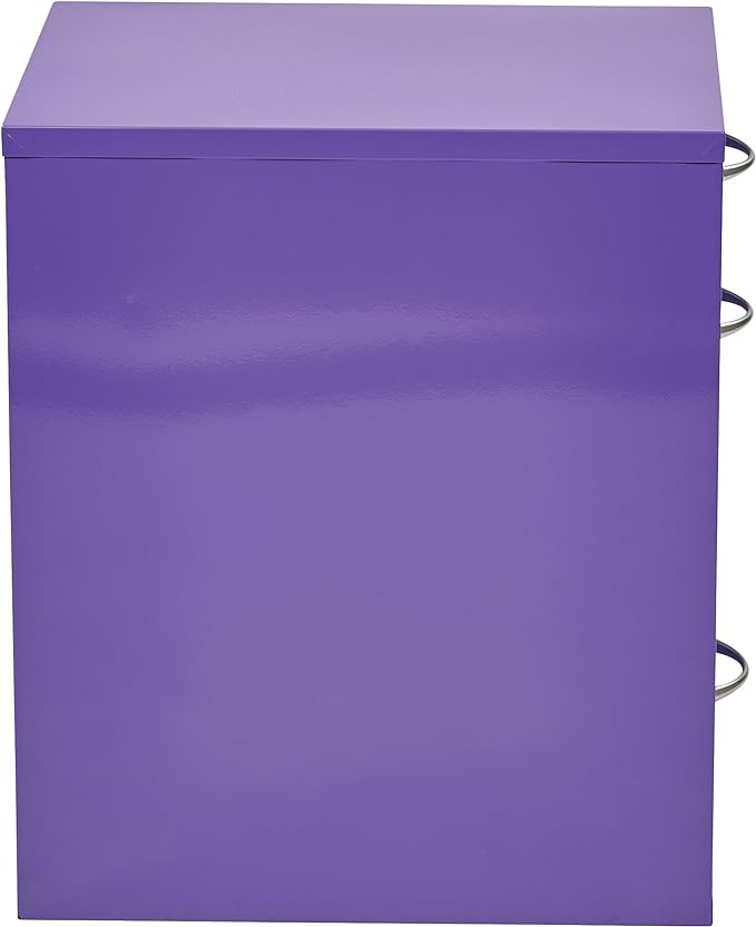 OSP Home Furnishings HPB Heavy Duty 3-Drawer Metal File Cabinet for Standard Files and Office Supplies, Purple Finish