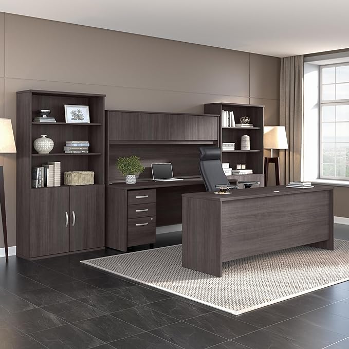 Bush Business Furniture Studio C Bow Front Desk, Computer Table for Home or Professional Office, 72W x 36D, Storm Gray