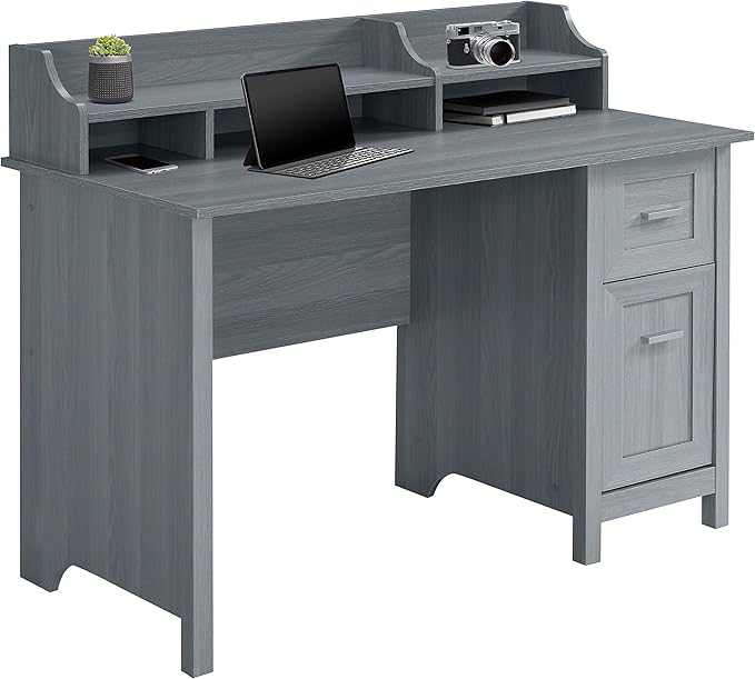 Techni Mobili Classic Office Storage Writing Desk, Grey
