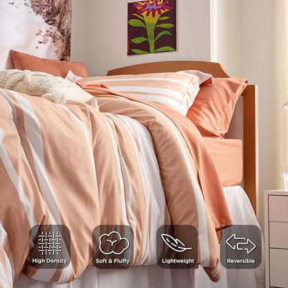 Bedsure Twin XL Comforter Set, Extra Long 5 Pieces Burnt Orange Twin XL Bedding Sets, All Season Dorm Room Essentials with 1 Pillow Sham, Flat Sheet, Fitted Sheet and 1 Pillowcase