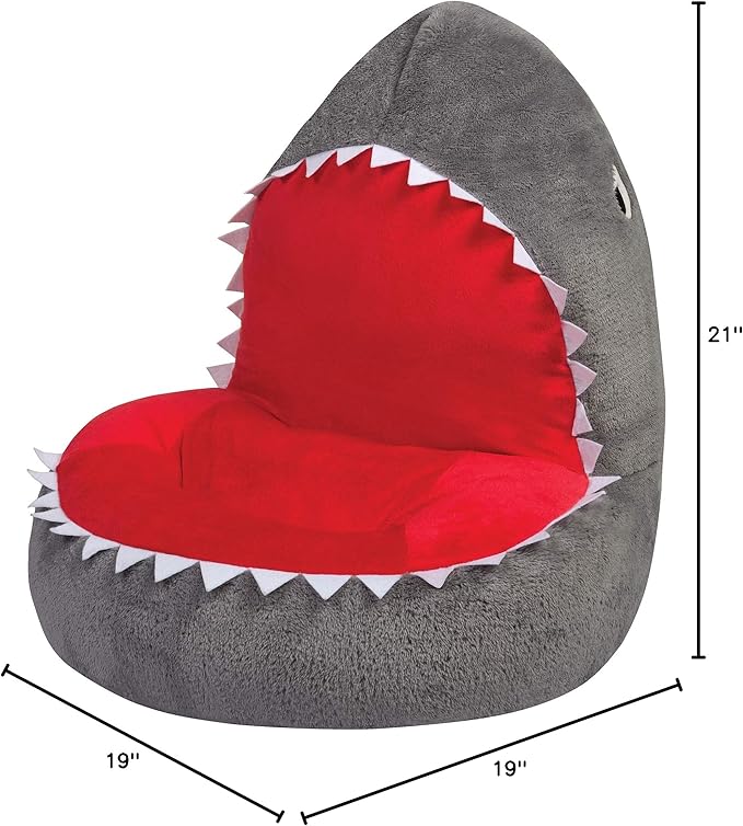 Trend Lab Shark Toddler Chair Plush Character Kids Chair Comfy Furniture Pillow Chair for Boys and Girls, 21 x 19 x 19 inches