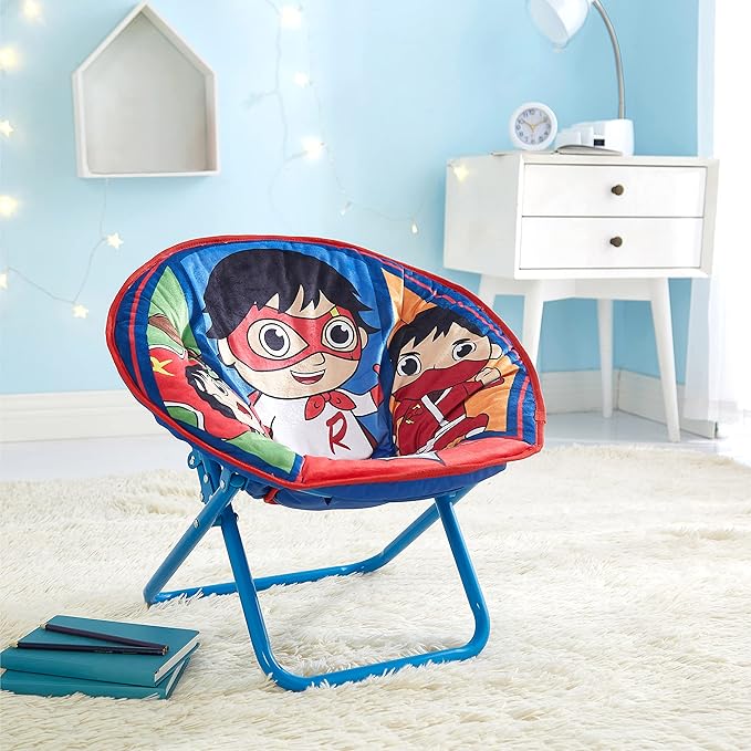 Ryan's World Toddler 19” Folding Saucer Chair with Cushion, Ages 3+