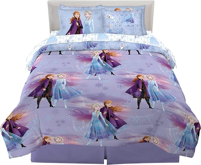 Disney Frozen 2 Kids Bedding Super Soft Comforter and Sheet Set with Sham, 7 Piece Full Size, "Official" Disney Product By Franco