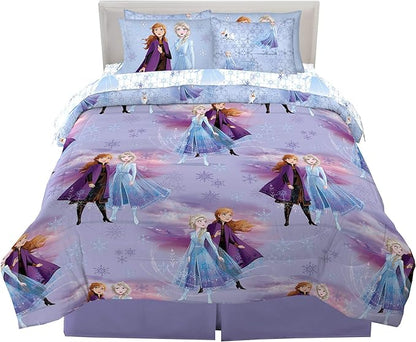 Disney Frozen 2 Kids Bedding Super Soft Comforter and Sheet Set with Sham, 7 Piece Full Size, "Official" Disney Product By Franco