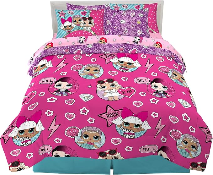 Franco Kids Bedding Super Soft Comforter and Sheet Set with Sham, 7 Piece Full Size, LOL Surprise