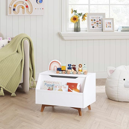 UTEX Kids Toy Box, Wooden Toy Chest, Kids Storage Organizer Bench with Front Book Storage Area for Boys and Girls, Children's Furniture, White