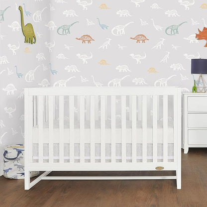 Arlo 5-in-1 Convertible Crib in White, JPMA Certified, 3 Mattress Height Settings, Non-Toxic Finish, Made of Sustainable and Sturdy Pinewood