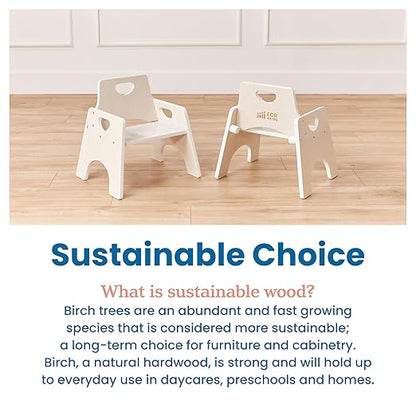 ECR4Kids Stackable Wooden Toddler Chair, 8in, Kids Furniture, White Wash, 2-Pack