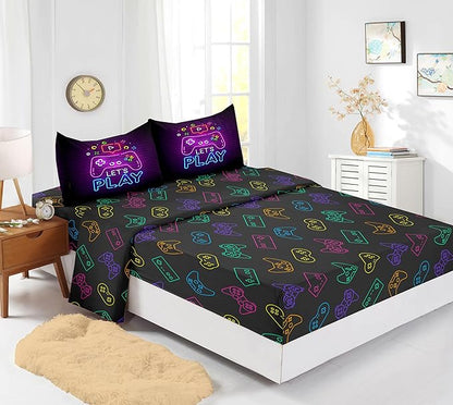 6 PCS Gamer Bedding Sets,Gaming Comforter Set for Boys,Kids Bedding Sets for Boys,Full Size Bedding Sets for Boys,Bed in A Bag with Sheets(Full,Pink Color)