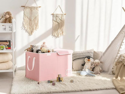 StorageWorks Toy Storage Organizer with Flip-Top Lids, Toy Bins for Living Room, Nursery Room, Playroom, Large Toy Box for Kids, Pink, 24 ¾"L x 13" W x 16" H