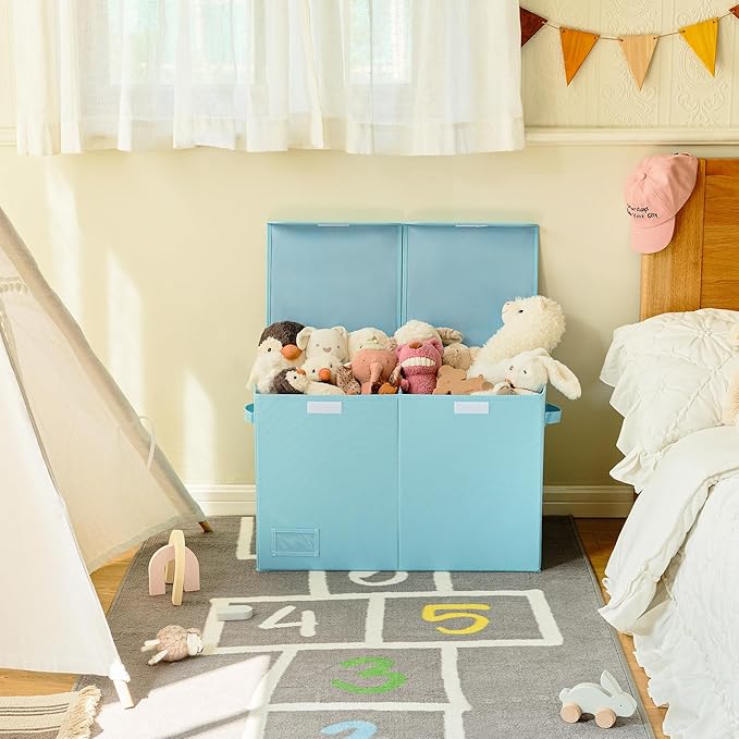 GRANNY SAYS Toy Chest with Lids, Foldable Toy Storage Organizer with Handles, Stuffed Animal Storage for Nursery Room Playroom, Living Room, Large Toy Box for Boys and Girls, Light Blue