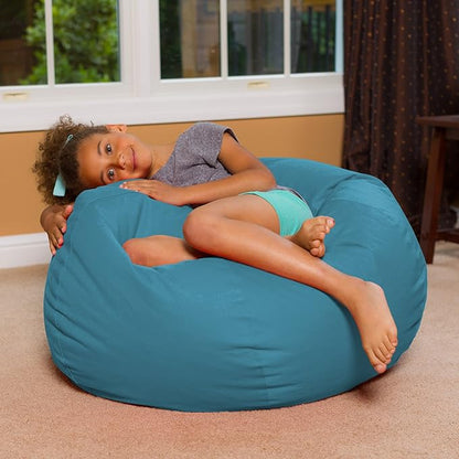 Posh Creations Bean Bag Chair for Kids, Teens, and Adults Includes Removable and Machine Washable Cover, Heather Teal, 38in - Large