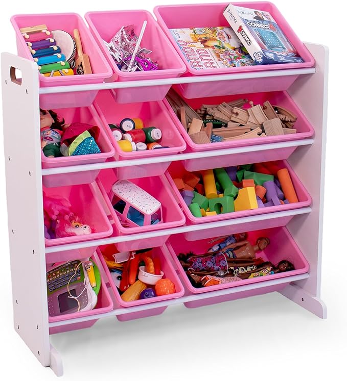 Humble Crew, White/Pink 12 Bin Toy Storage Organizer