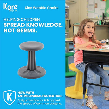 Kore Kids Pre-Teen Wobble Chair - Flexible Seating Stool for Classroom, Home & School, ADD/ADHD - Made in The USA - Age 10-11, Grade 5-6, Grey (18.7in)