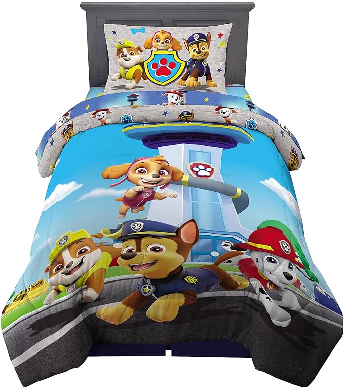 Franco Kids Bedding Super Soft Comforter and Sheet Set, 4 Piece Twin Size, Paw Patrol (Prints may vary)