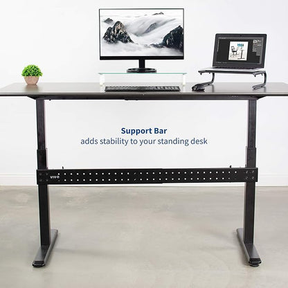 VIVO Black Universal Steel Clamp-on Desk Stabilizer Bar, 36 to 61.6 inch Bracket Support System for Sit to Stand Desk Frames, DESK-STB01B