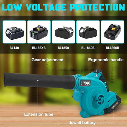 Cordless Leaf Blower for Makita 18V Battery,Electric Jobsite Air Blower with Brushless Motor,6 Variable Speed Up to 180MPH,2-in-1 Handle Electric Blower and Vacuum Cleaner(Only Tools)