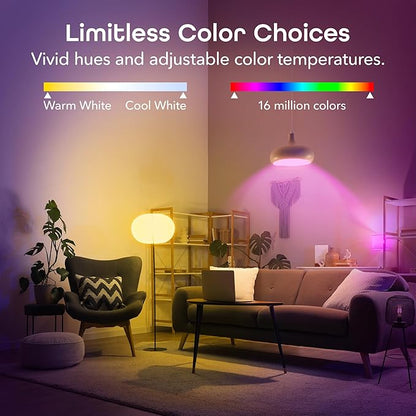 Geeni Prisma Plus 800 WiFi LED Smart Light Bulb, Brighter Color & Tunable White (2700-6500K), 1-Pack, A19 60W, No Hub Required, Light Bulb Works with Amazon Alexa, Google Home