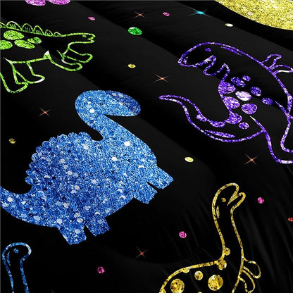 Dinosaur Twin Bedding Set, Cartoon Kids Bedding Dinosaur Twin Size Comforter Set for Boys Teen Soft Breathable Black Dinosaur Comforter Set Twin (1 Comforter 1 Pillowcase)