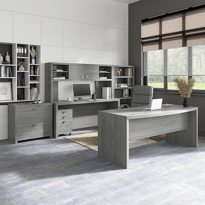 Bush Business Furniture Echo Bow Front Desk, 72W, Modern Gray
