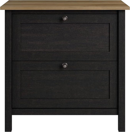 Bush Furniture Mayfield 2 Drawer Lateral File Cabinet in Vintage Black and Reclaimed Pine | Storage for Home Office Workspace