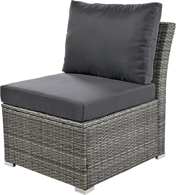 9 Pieces Outdoor Furniture All Weather Patio Sectional Sofa PE Wicker Modular Conversation Sets with Coffee Table and Storage Ottoman, Onesize, Ze-Black