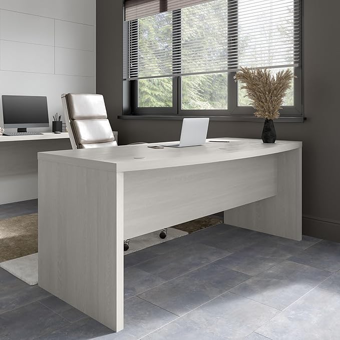 Bush Business Furniture Echo Bow Front Desk, 72W, Gray Sand