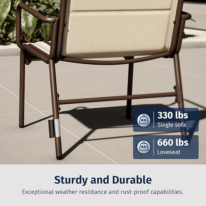 EAST OAK Outdoor Conversation Waterproof patio furniture set, 4-Pieces, Beige