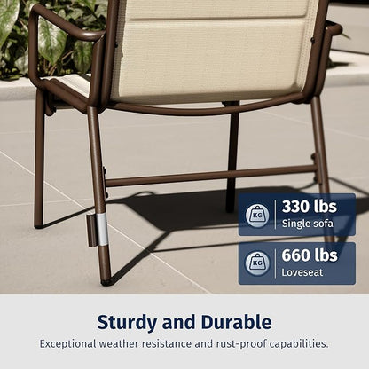 EAST OAK Outdoor Conversation Waterproof patio furniture set, 4-Pieces, Beige