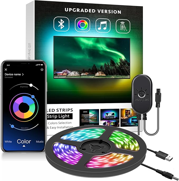 Nexillumi LED Lights for TV, 6.56ft TV LED Backlight for 24-31 Inch, RGB LED Strip Lights Behind TV, APP Remote Control Music Sync TV Led Lights for Bedroom