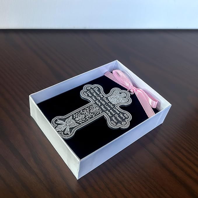 Cathedral Art CM7 Baby Girl Cross Crib Medal, 3-Inch High, Metal
