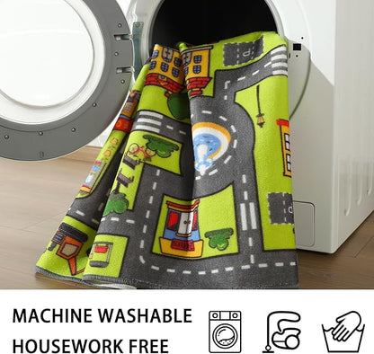 Zareas 3x5 Feet Kids Area Rug Play mat Car Rug for Playroom, Children Educational City Traffic Road Map Fun Car Carpet, Car Rug for Boys Bedroom, Upgrade Anti-Skid Rectangular for Kids Rugs, 60''x36''