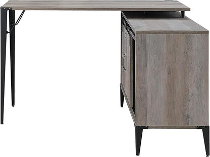 NicBex Laik-DW-00069-DX Desks, 48" W x 48" D x 31" H, Gray Oak+Black