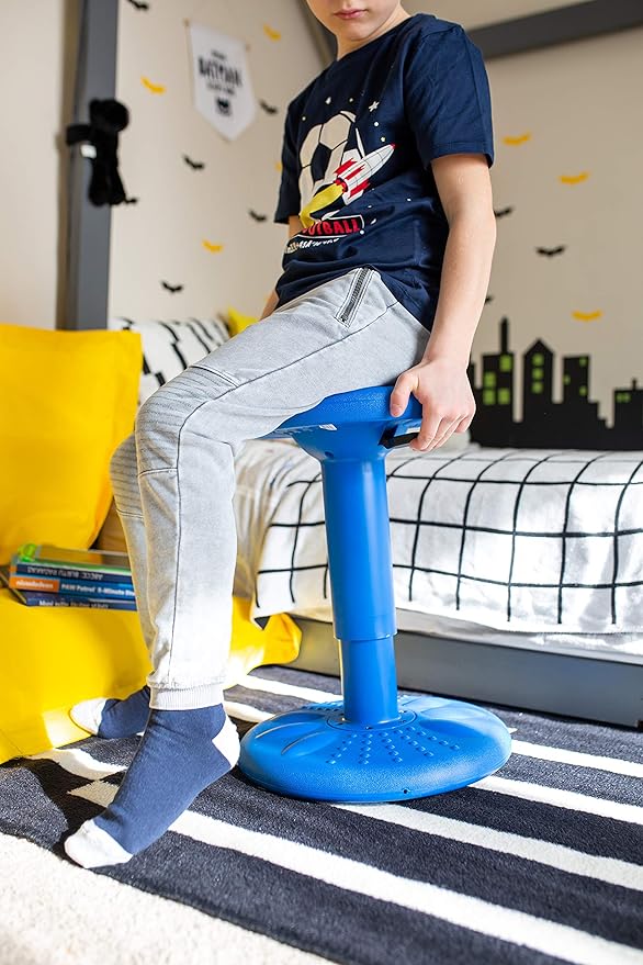 Studico ActiveChairs Adjustable Wobble Chair, Flexible Classroom Seating improves Focus, Posture & Helps ADHD/ADD. Classroom Stools, Active Wobble Chairs, Adjusts from 16.65" to 23.75" Ages 13-18 Blue