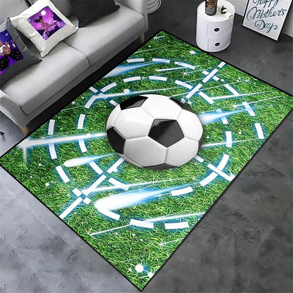 Football Rug for Boys Room - Soccer Rug for Boys Room Football Printed Rug for Kids Room Football Decor for Boys Bedroomsports Ball Doormat for Living Room Bedroom,4'5''×6'