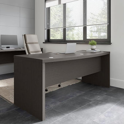Bush Business Furniture Echo Bow Front Desk, 72W, Charcoal Maple