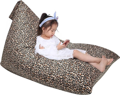 Jorbest Stuffed Animal Storage Bean Bag Chair Cover for Kids and Adults, Bean Bag Stuffed Animal Storage, Luxury Velvet Leopard Print Bean Bag Covers Only without Filling, (200L/52 Gal)