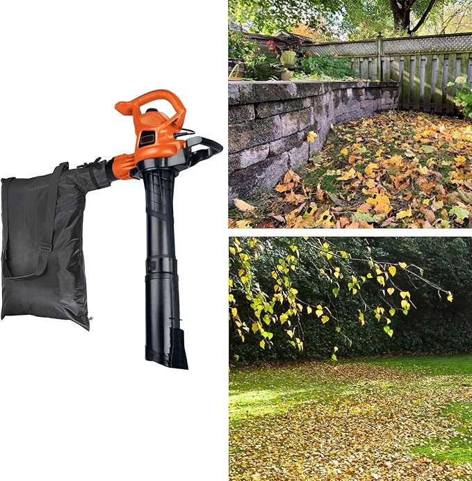 OwnMy Universal Leaf Vacuum Blower Bag Black Leaf Vacuum Bag Leaf Blower Replacement Bag with 3 Fasten Ties, Adjustable Leaf Blower Mulcher Bag Bottom Debris Zipper Bag Fallen Leaves Collection Bag