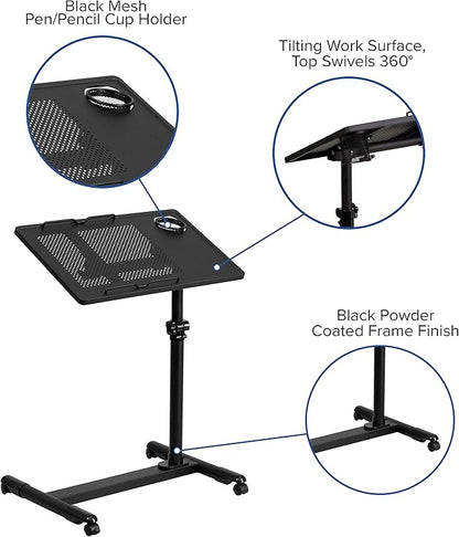 Flash Furniture Macon Black Adjustable Height Steel Mobile Computer Desk