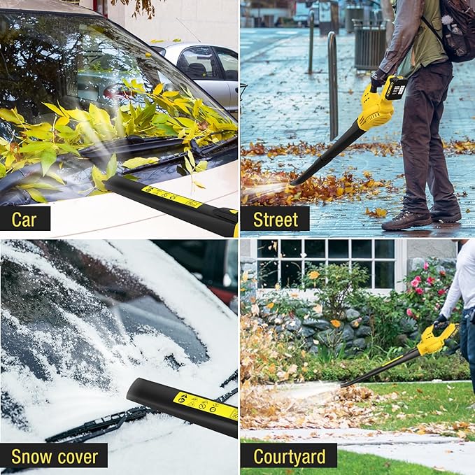 Leaf Blower, Lightweight Cordless Leaf Blower with 2 Battery & Charger for Patio, Electric 20V Battery Powered Leaf Blower for Leaf/Snow/Dust Blowing