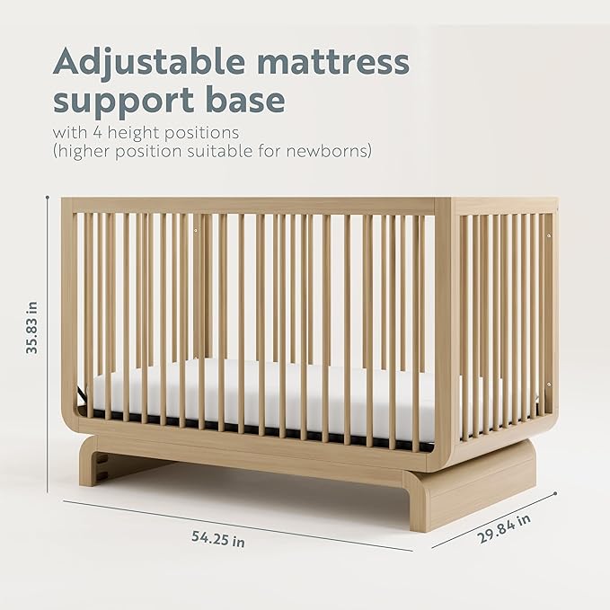 Storkcraft Santorini Deluxe 5-in-1 Convertible Crib with Bonus Toddler Guardrail (Driftwood) – GREENGUARD Gold Certified, Toddler Guardrail Included in Box, Fits Standard Crib Mattress