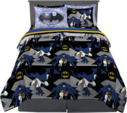 Franco Kids Bedding Super Soft Comforter and Sheet Set with Sham, 7 Piece Full Size, Batman