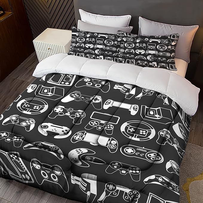 Sunnycitron Kids comforter sets Gamer Bedding Sets for Boys Twin Comforter Set Gaming Comforter Sets Gamer Comforter Set for Boys Gaming Bed Gamer Room Decor,1 Comforter 2Pillowcase