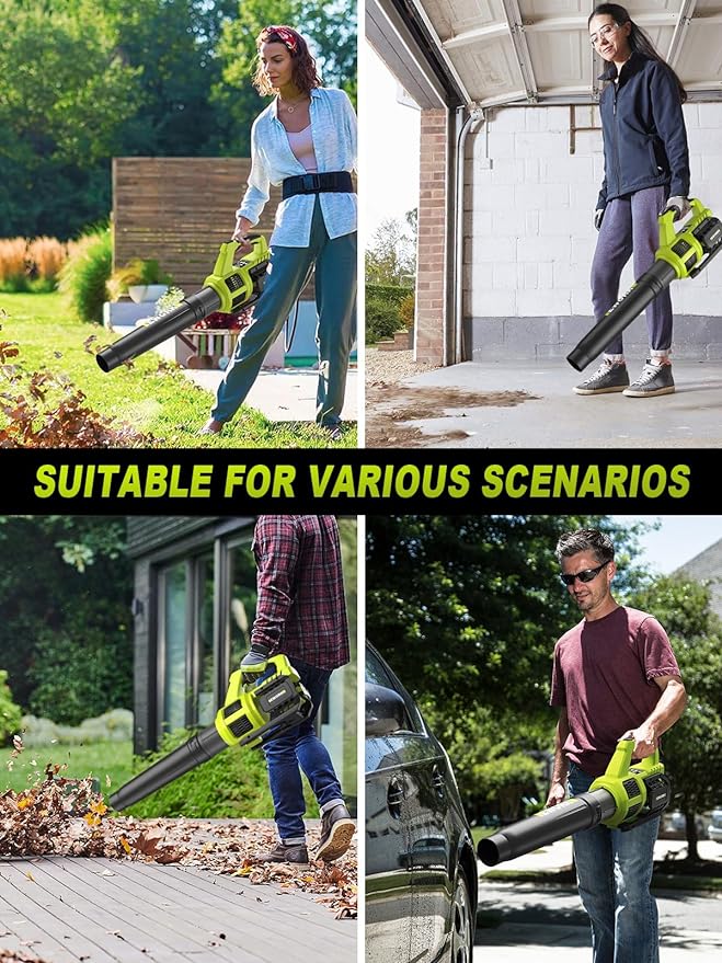 EWORK Cordless Leaf Blower with (2) 3.0Ah Battery and Fast Charger - 400CFM 21V Electric Leaf Blower Cordless, Variable Speed and Turbo Mode - Battery Powered Leaf Blowers for Lawn Care, Yard