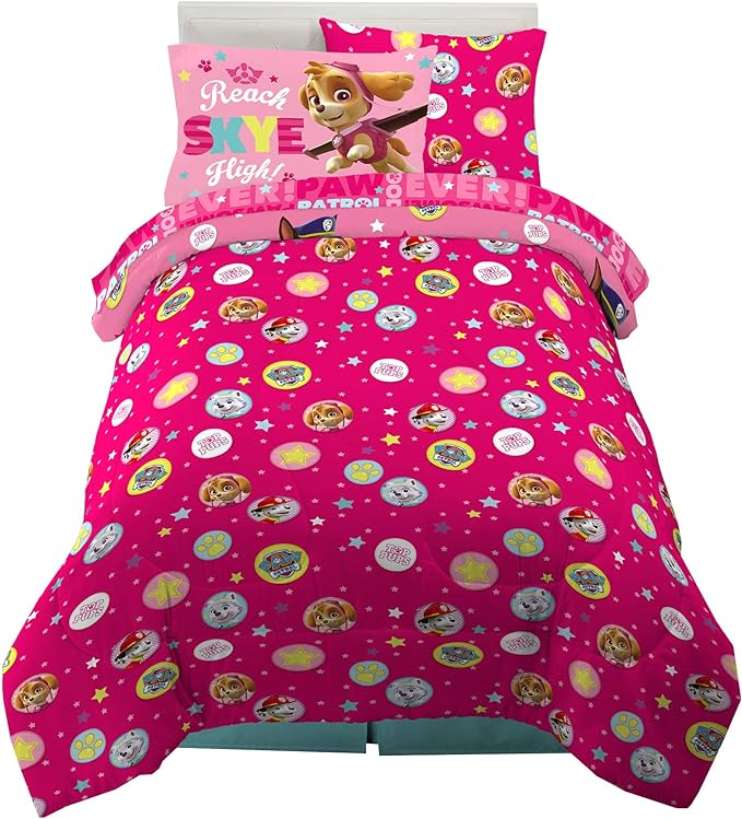 Paw Patrol Girls Kids Bedding Super Soft Comforter and Sheet Set with Sham, 5 Piece Twin Size, (100% Officially Licensed Nickelodeon Product) By Franco