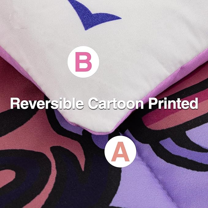 A Nice Night Purple Comforter Sets,Black Girl Listening Music Printed, 6Pcs Bed in A Bag Twin Size All Seasons Bedding Set,for Kids, Girls