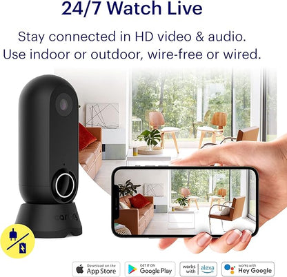 Canary Flex Indoor/Outdoor, Wire-free or Plugged-in, Weatherproof HD Security Camera - Black
